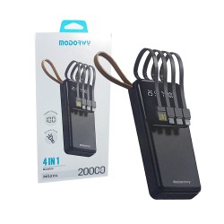 Power Bank 4 in 1 Modorwy MG2114 Cables Incorporados 20000mAh Negro Power Bank 4 in 1 Modorwy MG2114 Cables Incorporados 20000mAh Negro
